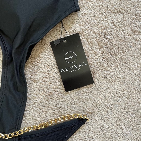 Swimsuit with gold tone chains New - Picture 2 of 6